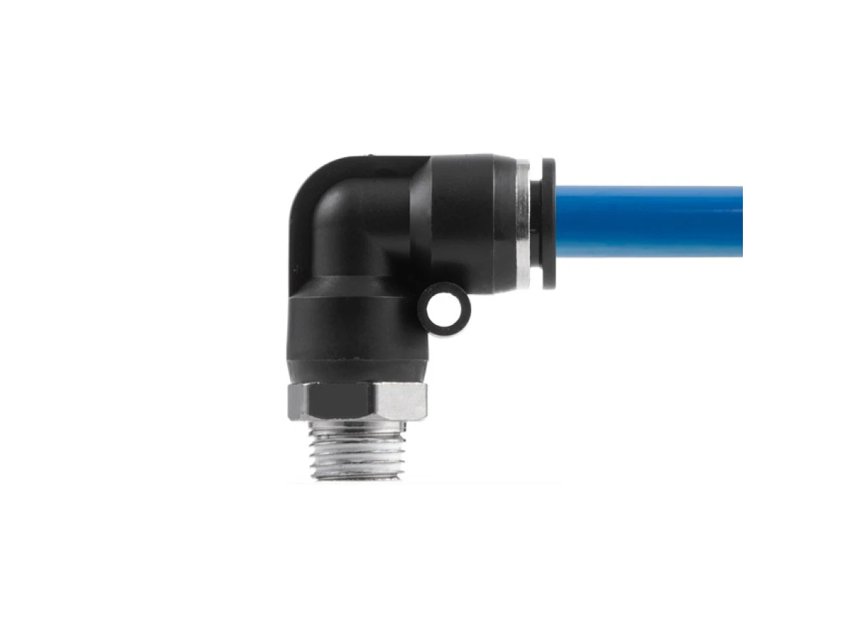 З'єднання цангове L-подібне для поліуретанових та ін. шлангів 10 мм, 1/4" зовн. різьба INTERTOOL PT-2333 