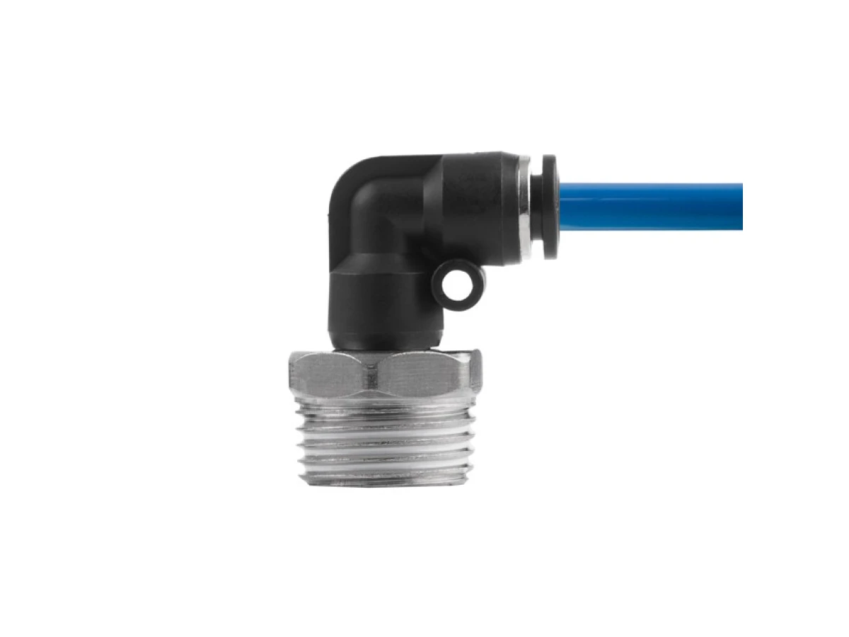 З'єднання цангове L-подібне для поліуретанових та ін. шлангів 6 мм, 1/2" зовн. різьба INTERTOOL PT-2341 