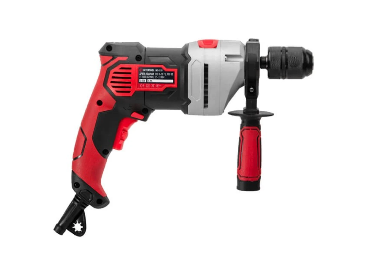 Дрель ударная 900Вт, 0-2800об/мин,1.5-13мм, метал. корпус редуктора, быстрозажимной патрон INTERTOOL WT-0119 