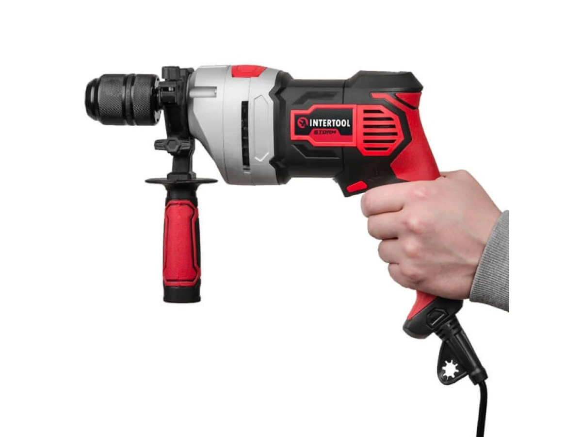 Дрель ударная 900Вт, 0-2800об/мин,1.5-13мм, метал. корпус редуктора, быстрозажимной патрон INTERTOOL WT-0119 