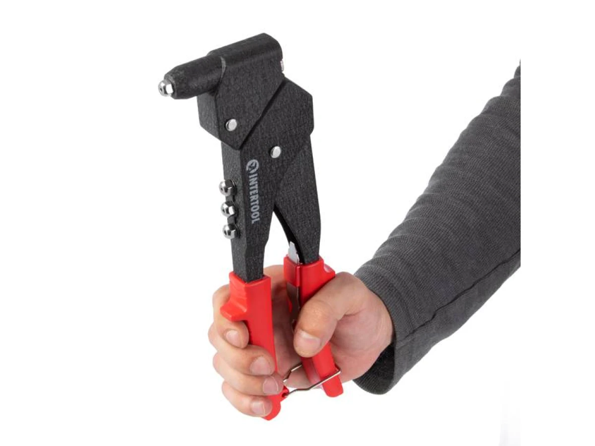 Пистолет заклепочный ручной поворотный на 360°, диаметр заклепки 3,2; 4; 4,8 мм INTERTOOL RT-0009 