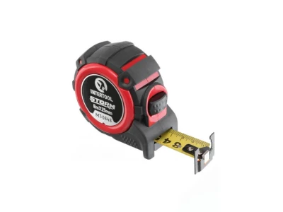 Рулетка з металевим полотном, 8 м * 25 мм, двостороння шкала, нейлонове покриття, двосторонній заціп з магнітом, автостоп полотна STORM INTERTOOL MT-0848