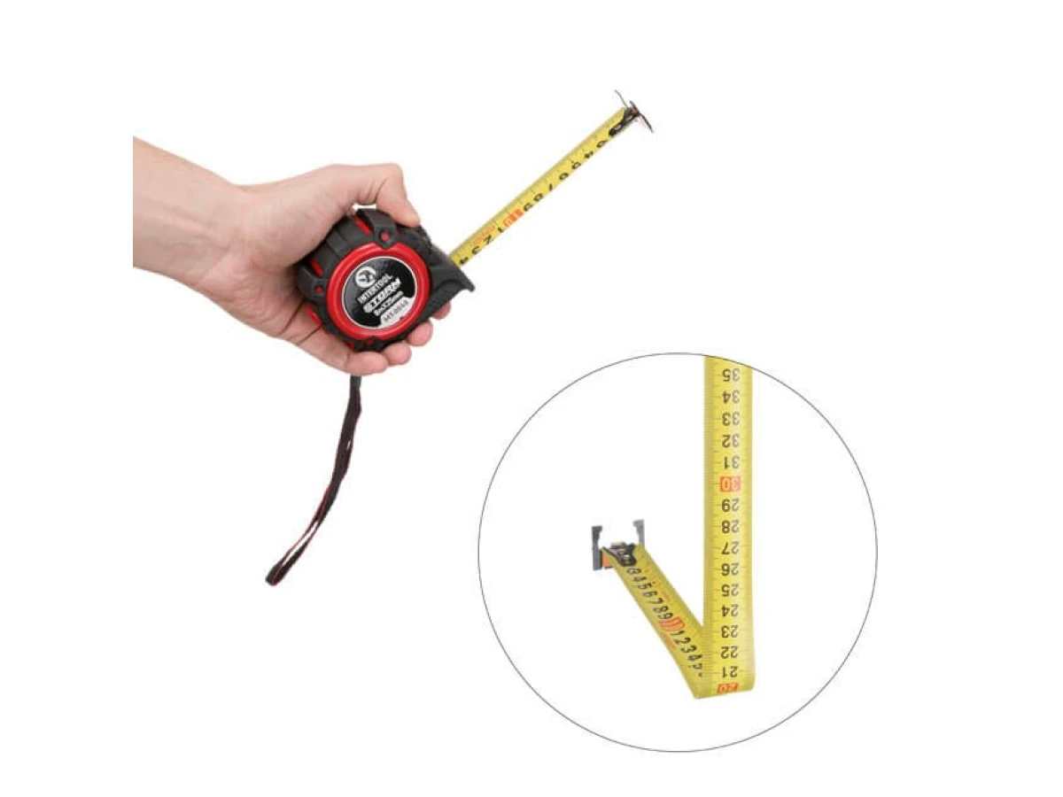 Рулетка з металевим полотном, 8 м * 25 мм, двостороння шкала, нейлонове покриття, двосторонній заціп з магнітом, автостоп полотна STORM INTERTOOL MT-0848 