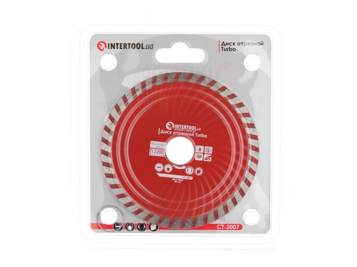 Диск отрезной по камню TURBO алмазный, 125 мм, 22-24% INTERTOOL CT-2007 