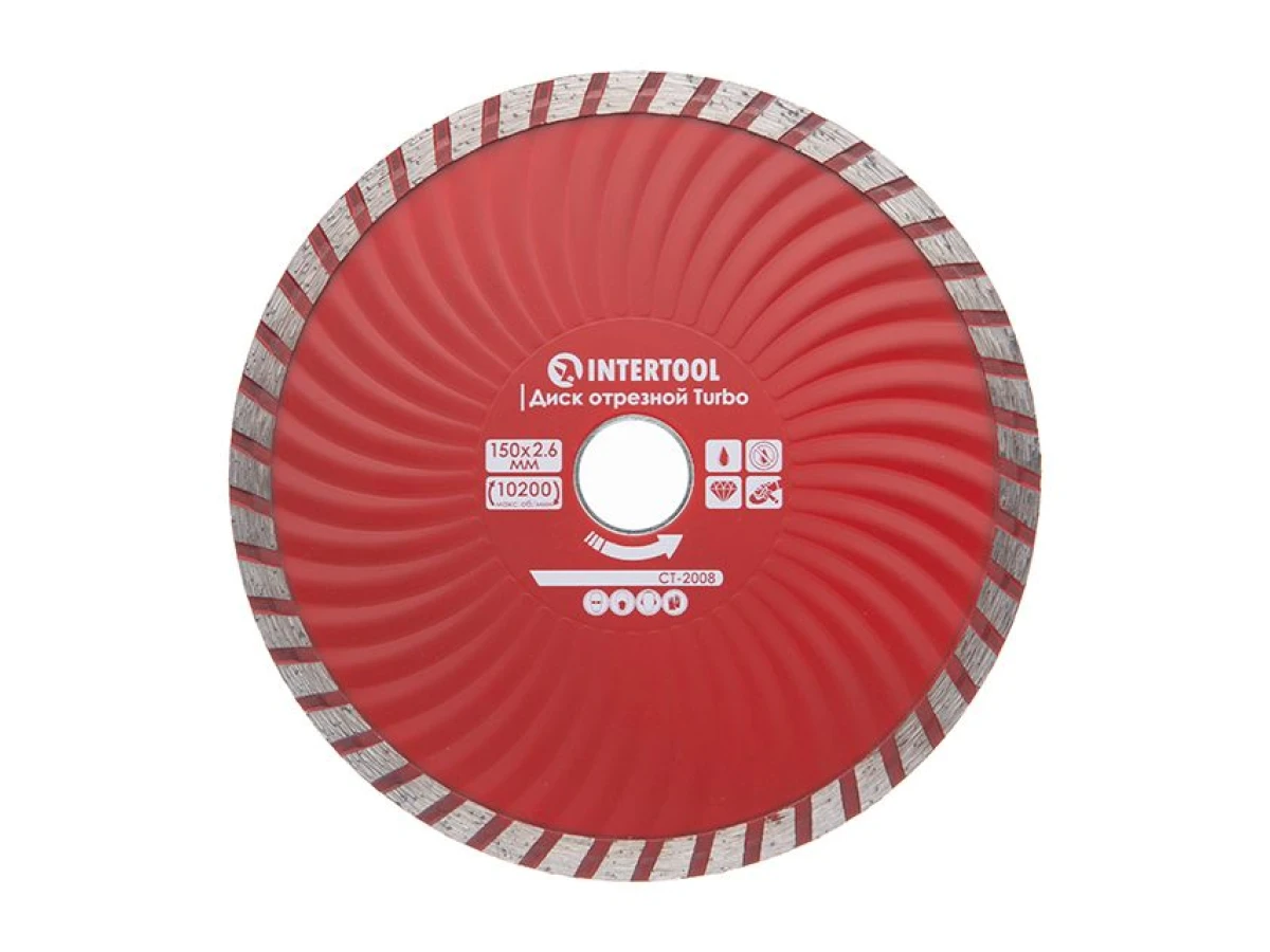 Диск відрізний по каменю TURBO алмазний, 150мм, 22-24%, Проф INTERTOOL CT-2008 