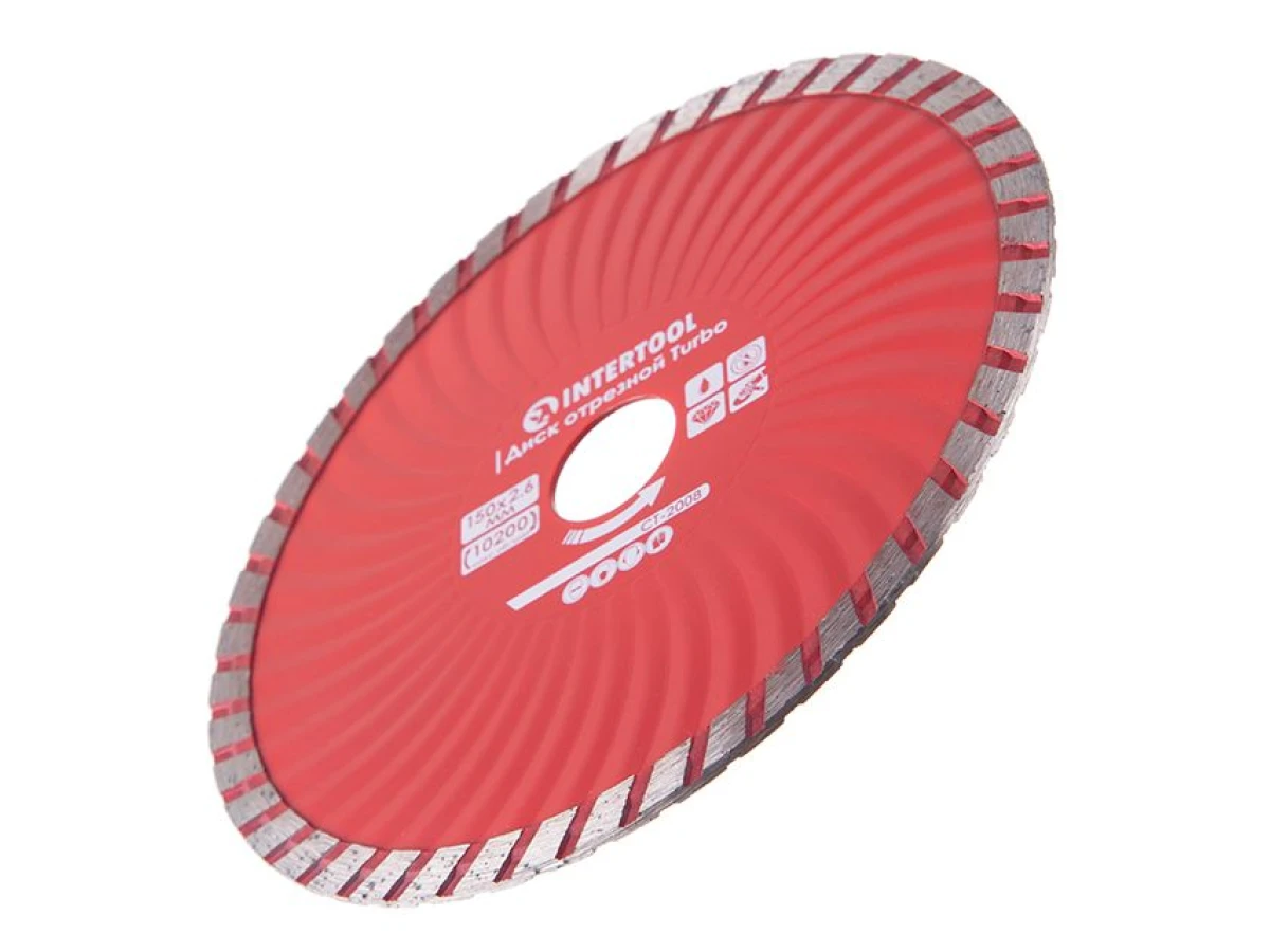 Диск відрізний по каменю TURBO алмазний, 150мм, 22-24%, Проф INTERTOOL CT-2008 