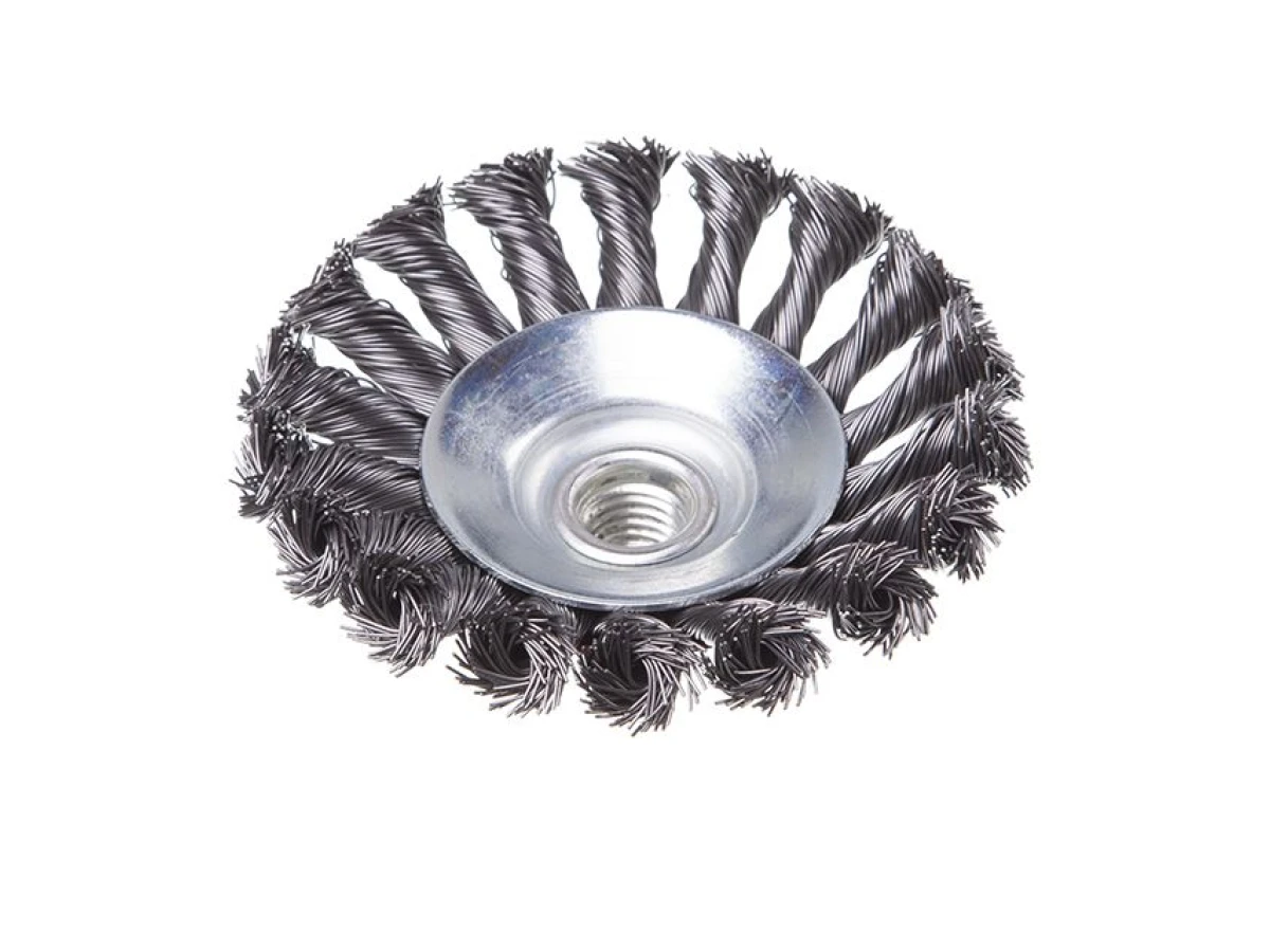 Щітка конусна 100 мм, для КШМ, М14 (пучки крученого дроту) INTERTOOL BT-4100 