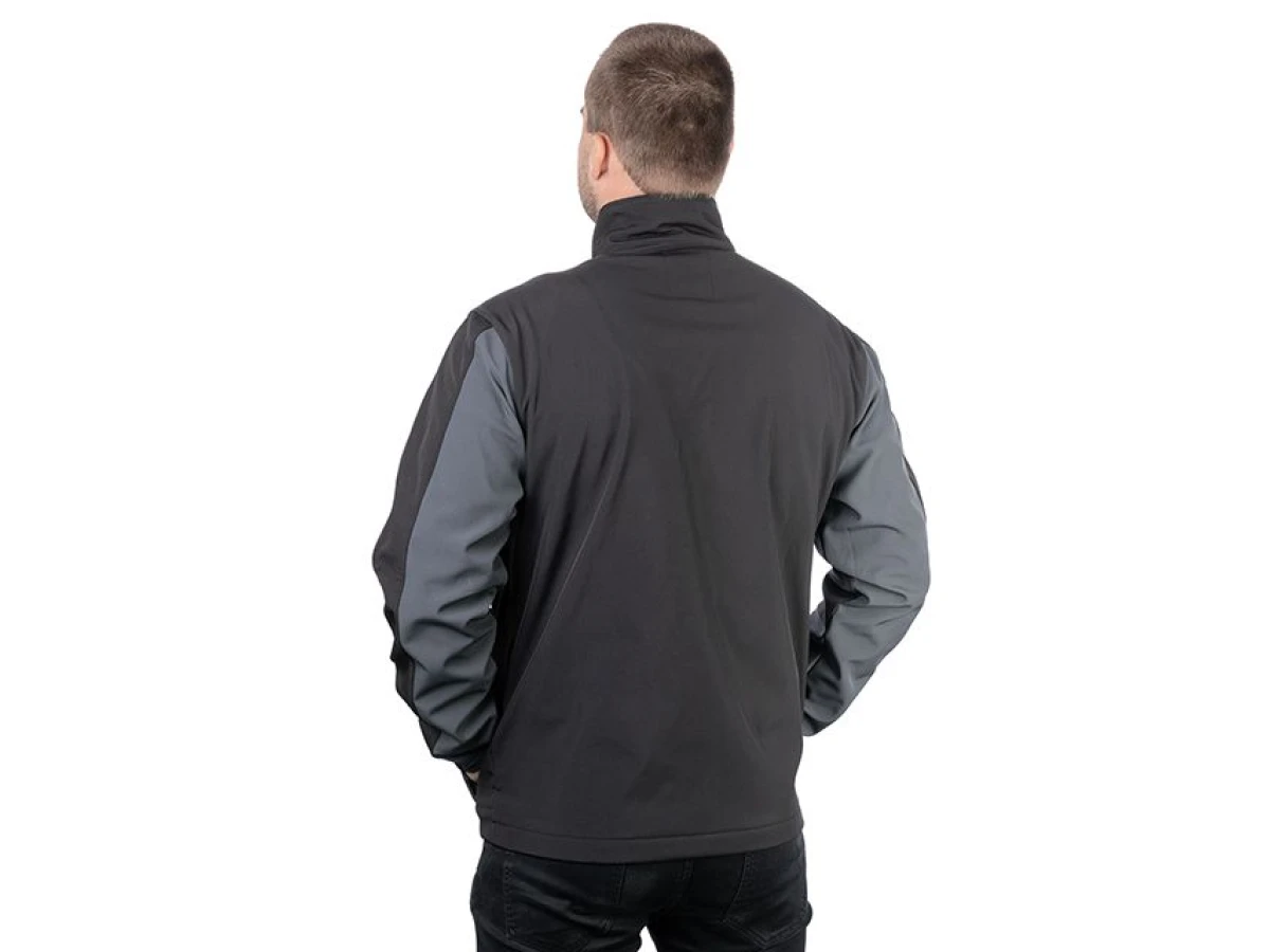 Куртка SOFTSHELL темно сіро-чорна, тришарова, тканина - стрейч 300 GSM 100D, з водо- і вітрозахистом, розмір XXL INTERTOOL SP-3135 