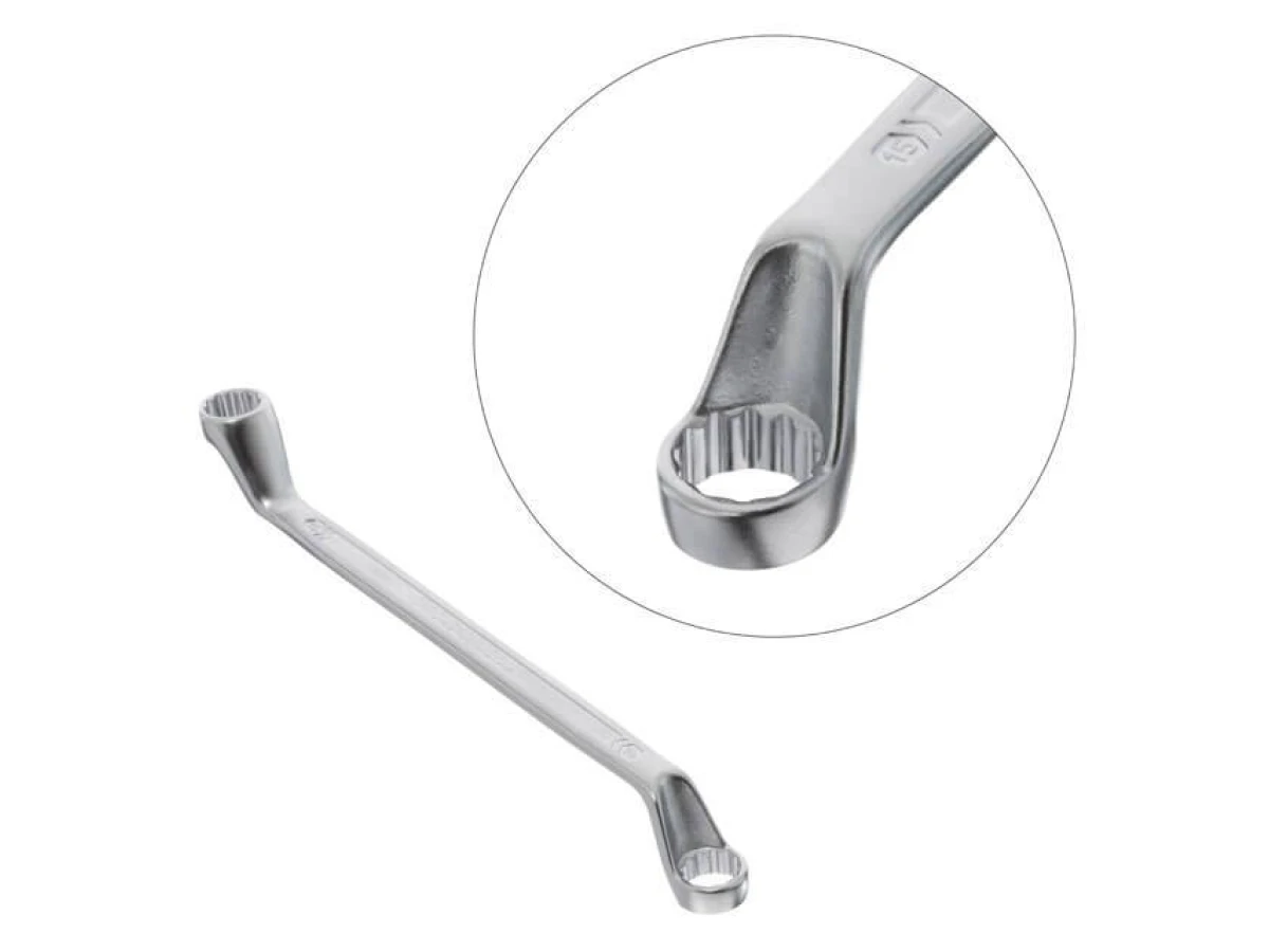 Ключ накидний 14х15 мм, CrV, покриття сатин-хром PROF DIN3113 INTERTOOL XT-1214 