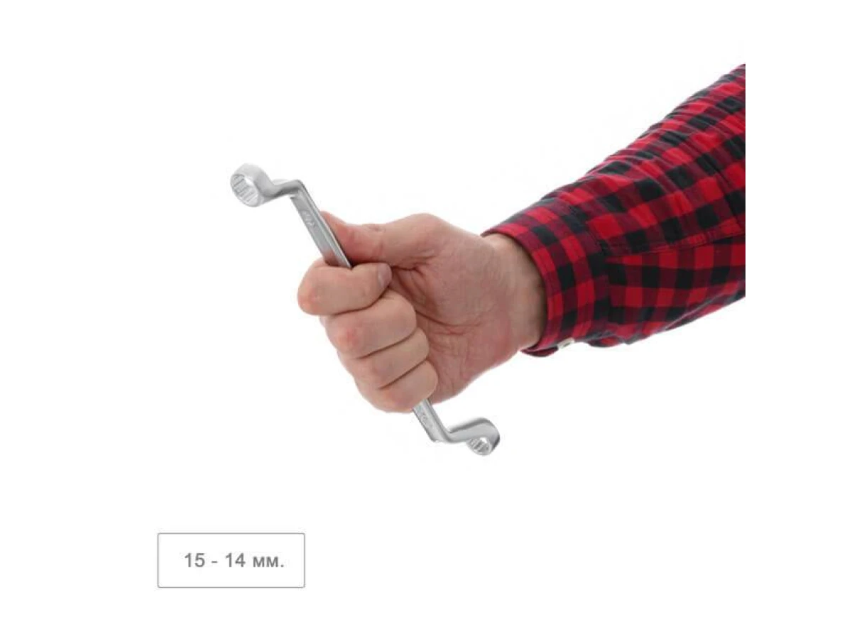 Ключ накидний 14х15 мм, CrV, покриття сатин-хром PROF DIN3113 INTERTOOL XT-1214 