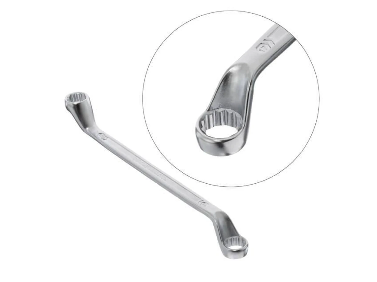 Ключ накидний 16х17 мм CrV, покриття сатин-хром, PROF DIN3113 INTERTOOL XT-1216 