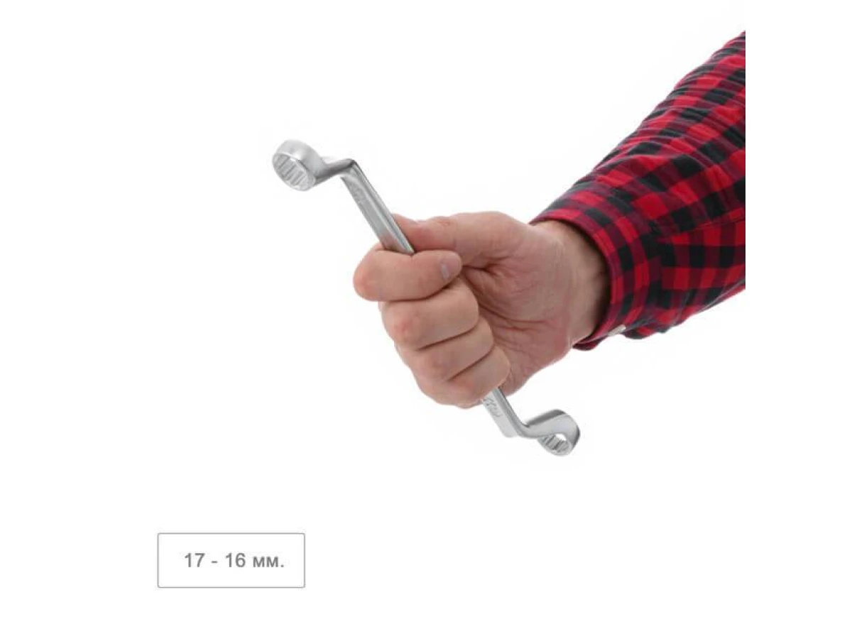 Ключ накидний 16х17 мм CrV, покриття сатин-хром, PROF DIN3113 INTERTOOL XT-1216 