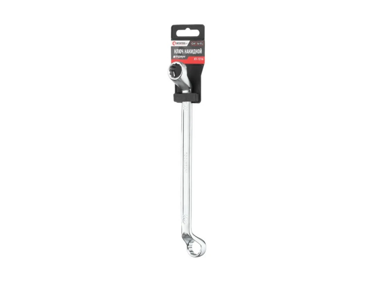 Ключ накидний 16х17 мм CrV, покриття сатин-хром, PROF DIN3113 INTERTOOL XT-1216 