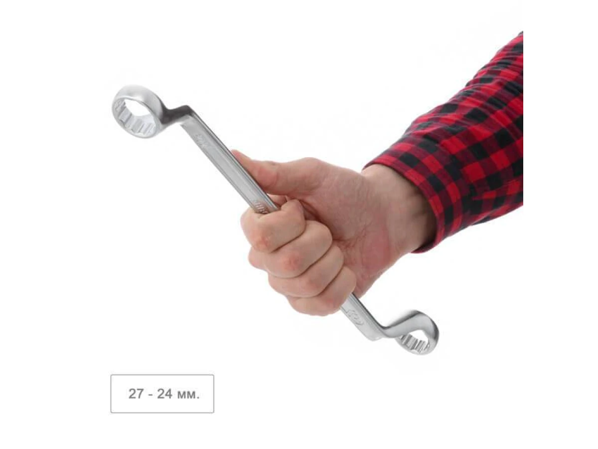 Ключ накидний 24-27 мм CrV, покриття сатин-хром PROF DIN3113 INTERTOOL XT-1224 