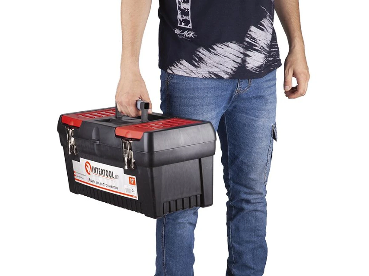 Ящик для інструменту з металевими замками, 19", 483*242*240 мм INTERTOOL BX-1019 