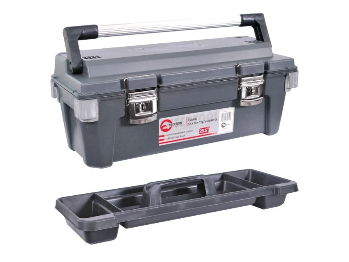 Ящик для інструментів з металевими замками 25.5" 650*275*265 мм INTERTOOL BX-6025 