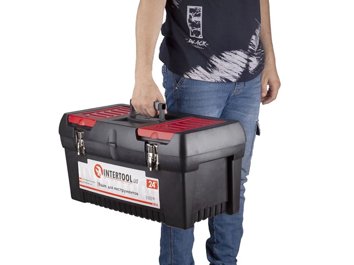 Ящик для інструментів з металевими замками, 24", 610*255*251 мм INTERTOOL BX-1024 