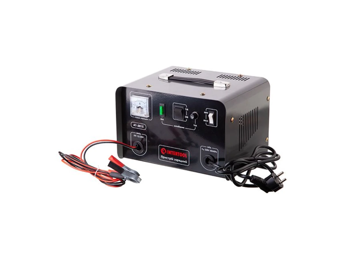 Устройство зарядное 230 В~50 Гц, 600 Вт, 12/24 В, 30 А, 20-400 Ач INTERTOOL AT-3015 