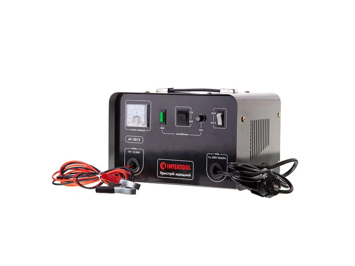 Устройство зарядное 230 В~50 Гц, 600 Вт, 12/24 В, 30 А, 20-400 Ач INTERTOOL AT-3015 
