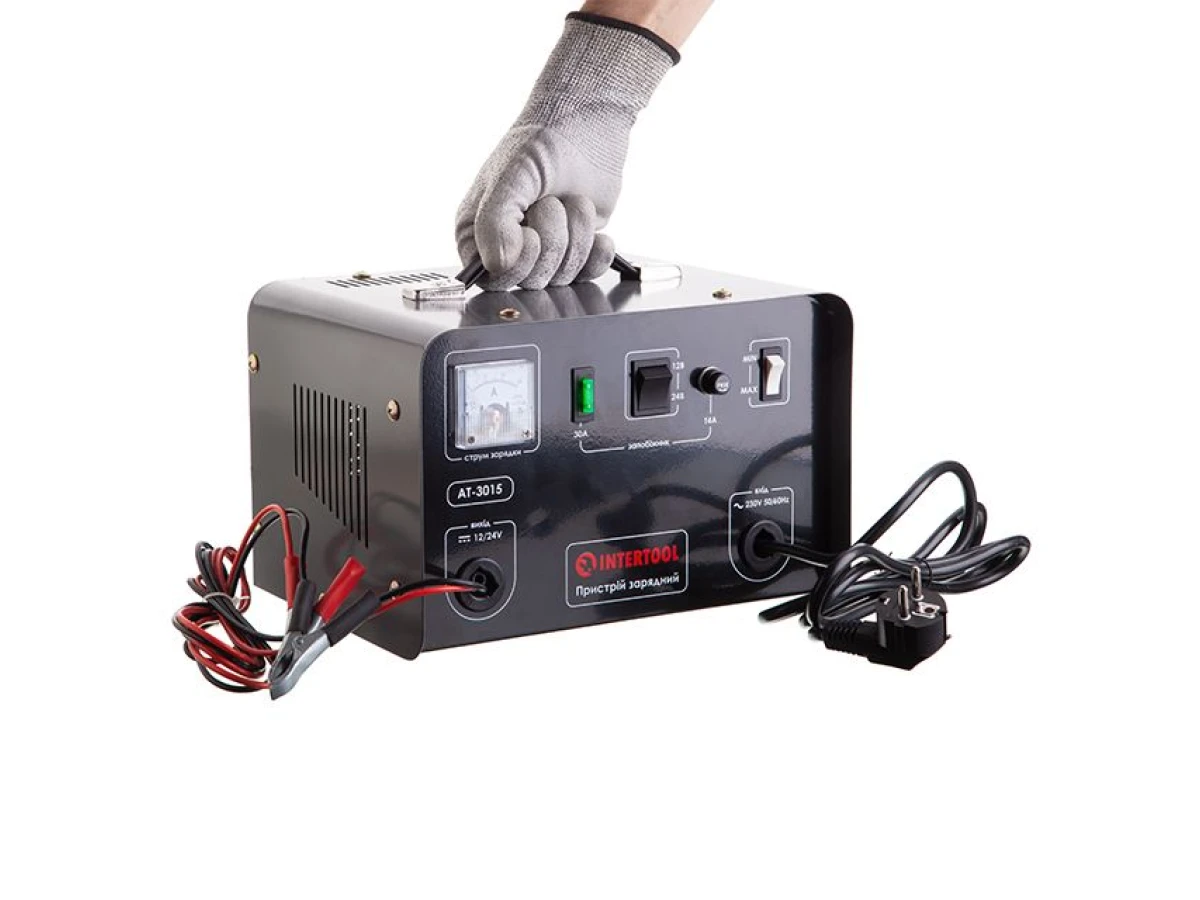 Устройство зарядное 230 В~50 Гц, 600 Вт, 12/24 В, 30 А, 20-400 Ач INTERTOOL AT-3015 