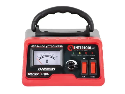 Устройство зарядное для аккумуляторов 6/12 В, 0-10 А, 6-120 Ач, с микропроцессором INTERTOOL AT-3020