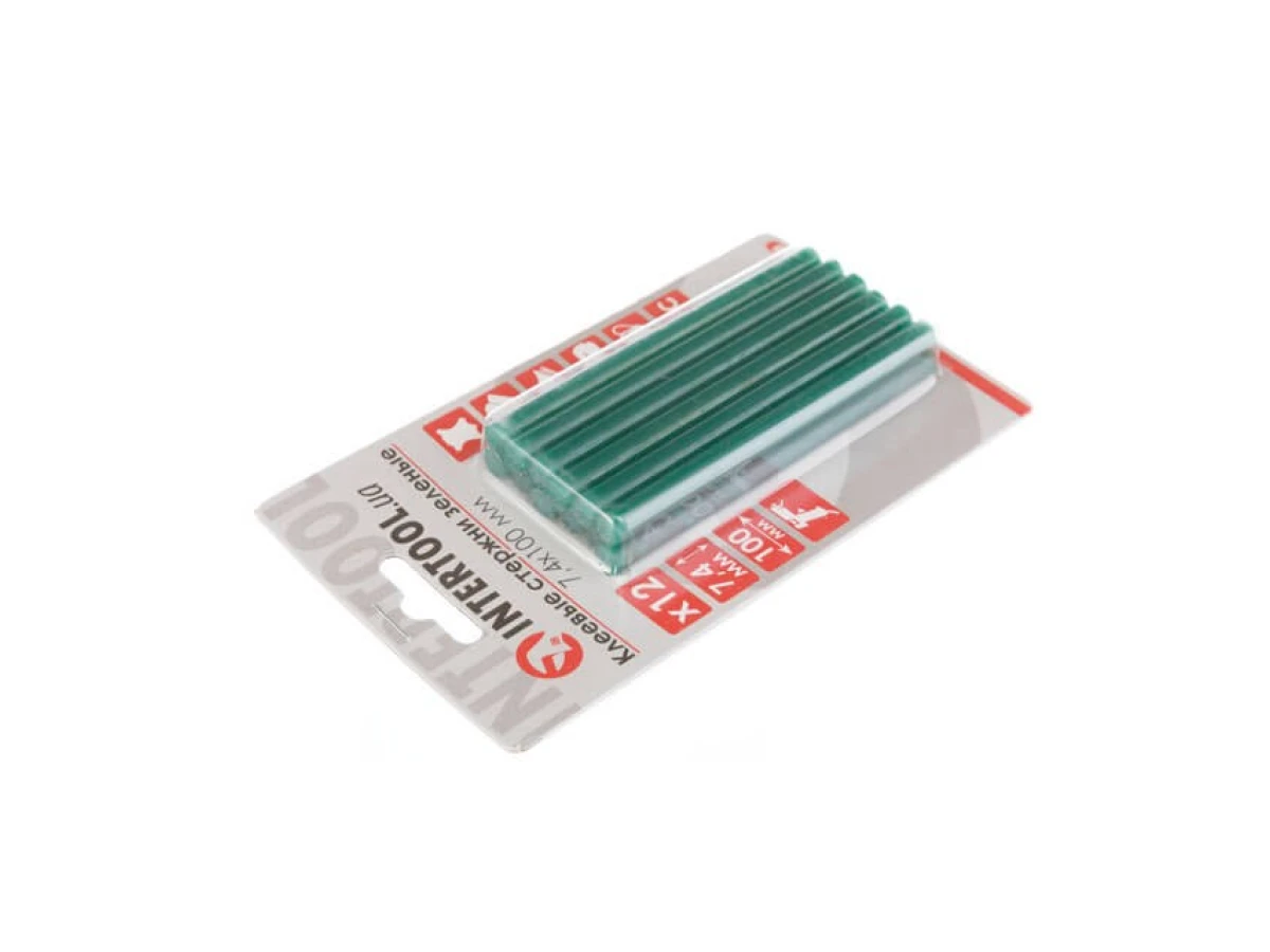 Комплект стрижнів клейових зелених 7,4 мм * 100 мм, 12 шт. INTERTOOL RT-1058 