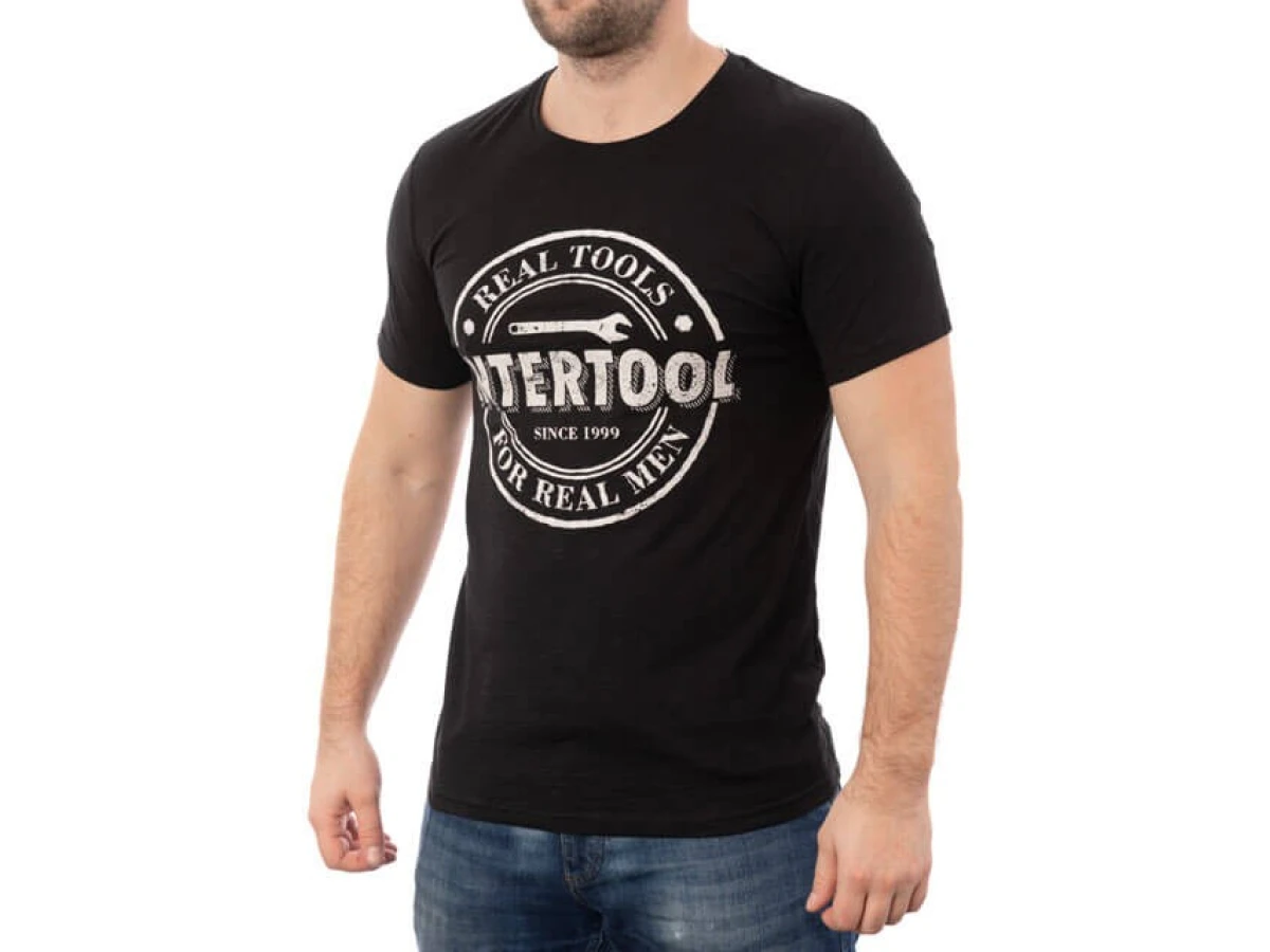 Футболка чорна, 100% бавовна, M INTERTOOL SP-2202 