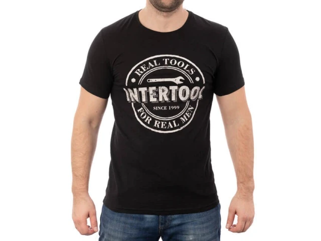 Футболка чорна, 100% бавовна, L INTERTOOL SP-2203 