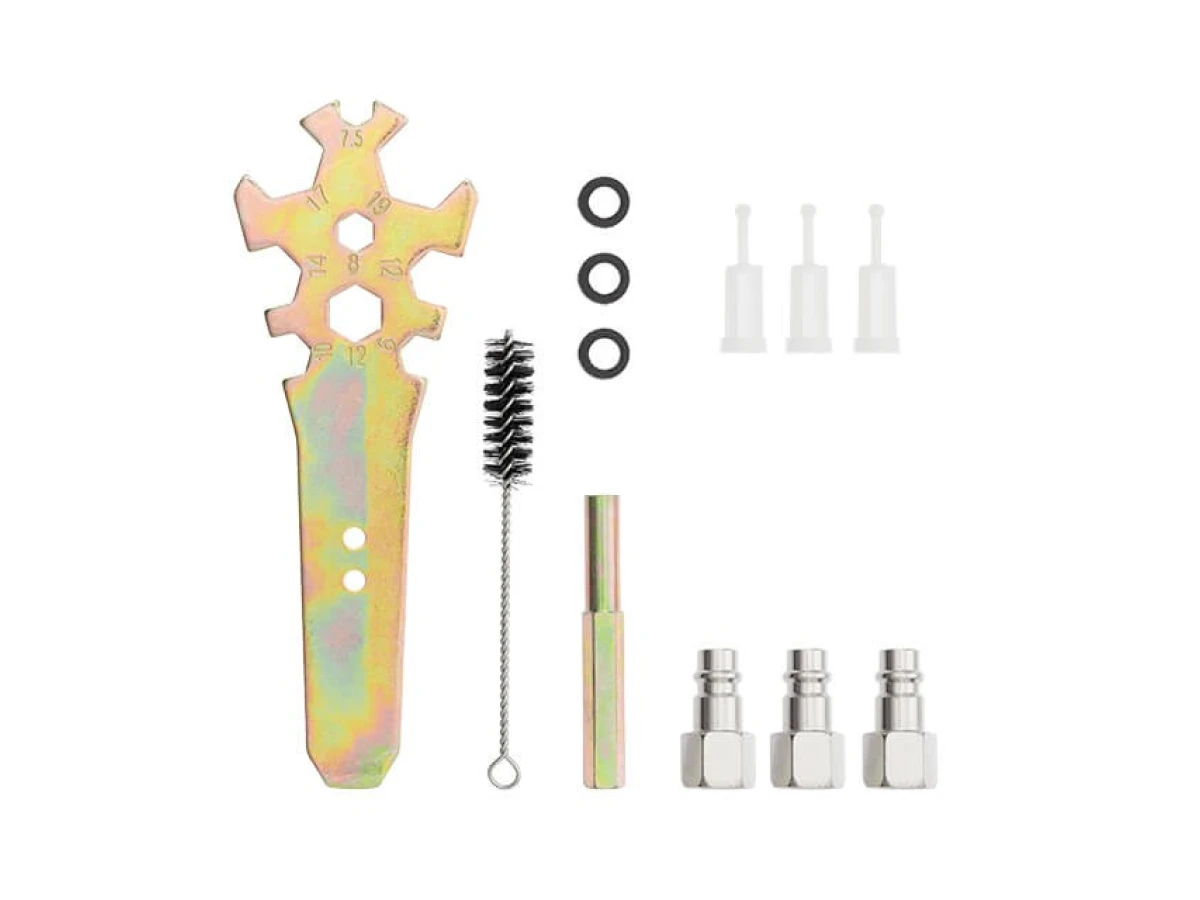 Набір з 3-х фарбопультів HVLP, 0,8 мм, 1,3 мм, 1,7 мм, регулятор тиску, два пластикових та один металевий бачок INTERTOOL PT-1505 