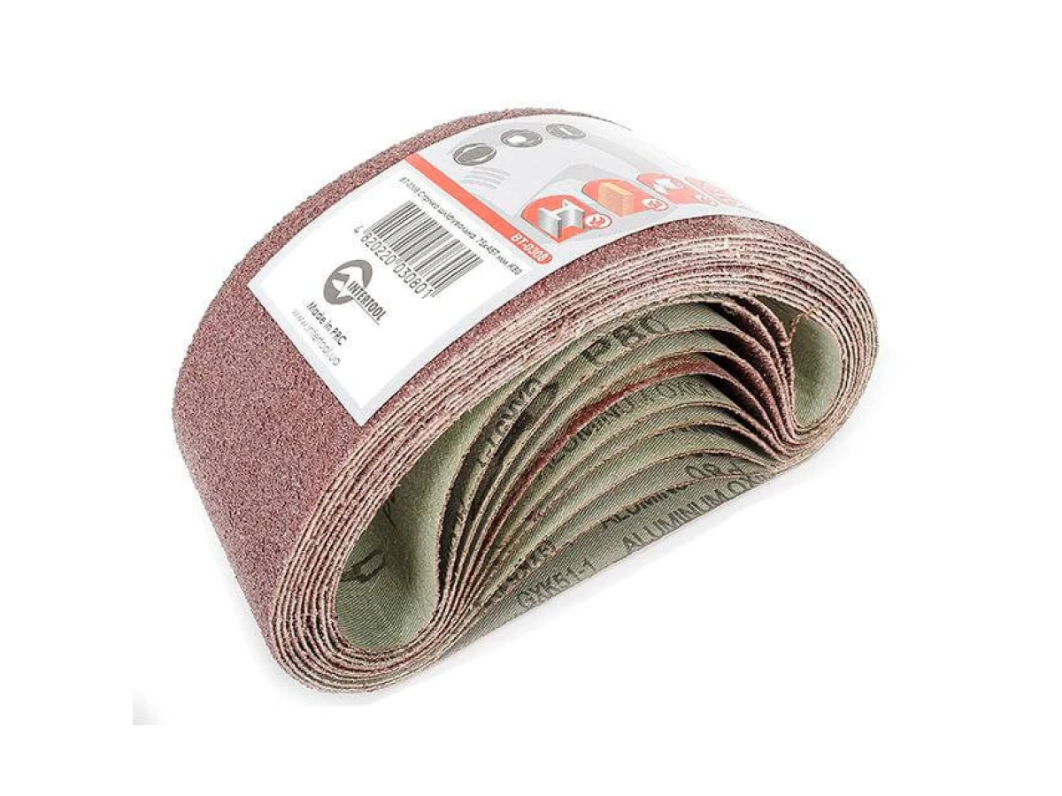 Стрічка шліфувальна 75 x 457мм, зерно 80 уп.10шт. INTERTOOL BT-0308 