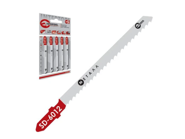 Набір полотен 5 од. для лобзика. Робоча довжина 75 мм, для роботи з кольоровим металом INTERTOOL SD-6012 