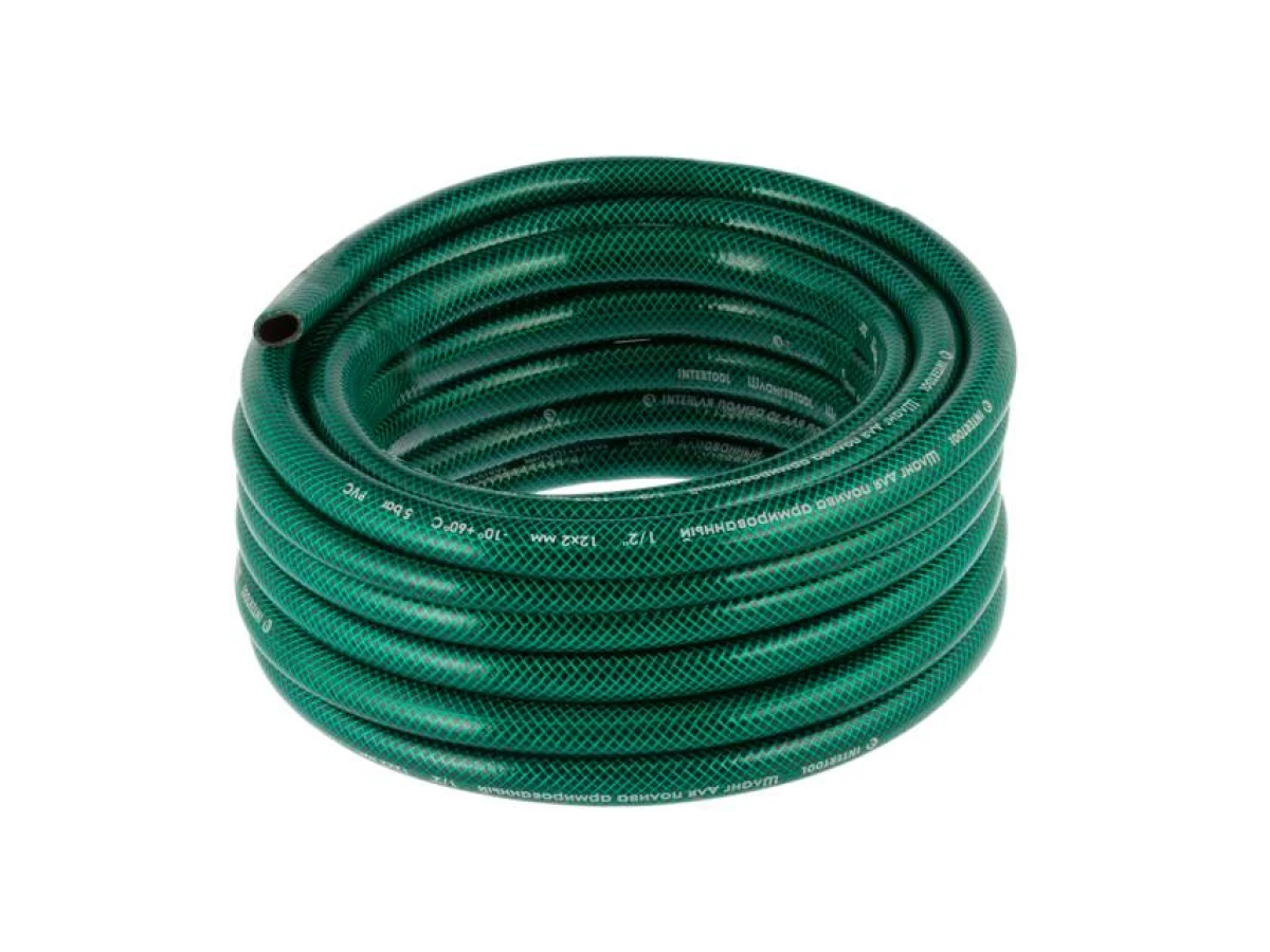 Шланг садовий, тришаровий, зелений, 1/2", 10 м, армований INTERTOOL GE-4021 