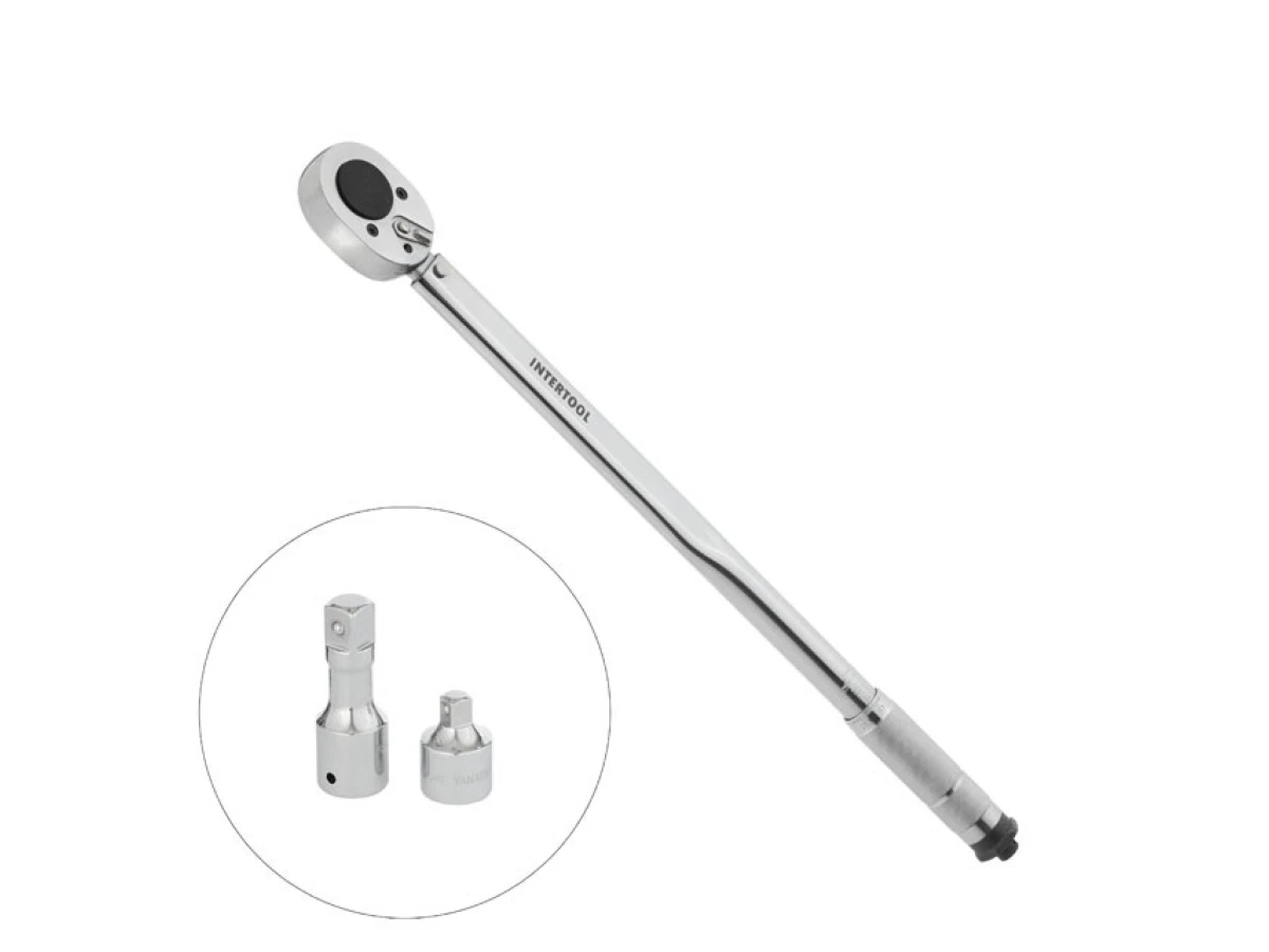 Ключ динамометричний 3/4", 70-420 Нм, перехідник 3/4"*1/2'', подовжувач 100 мм * 3/4" INTERTOOL XT-9010 