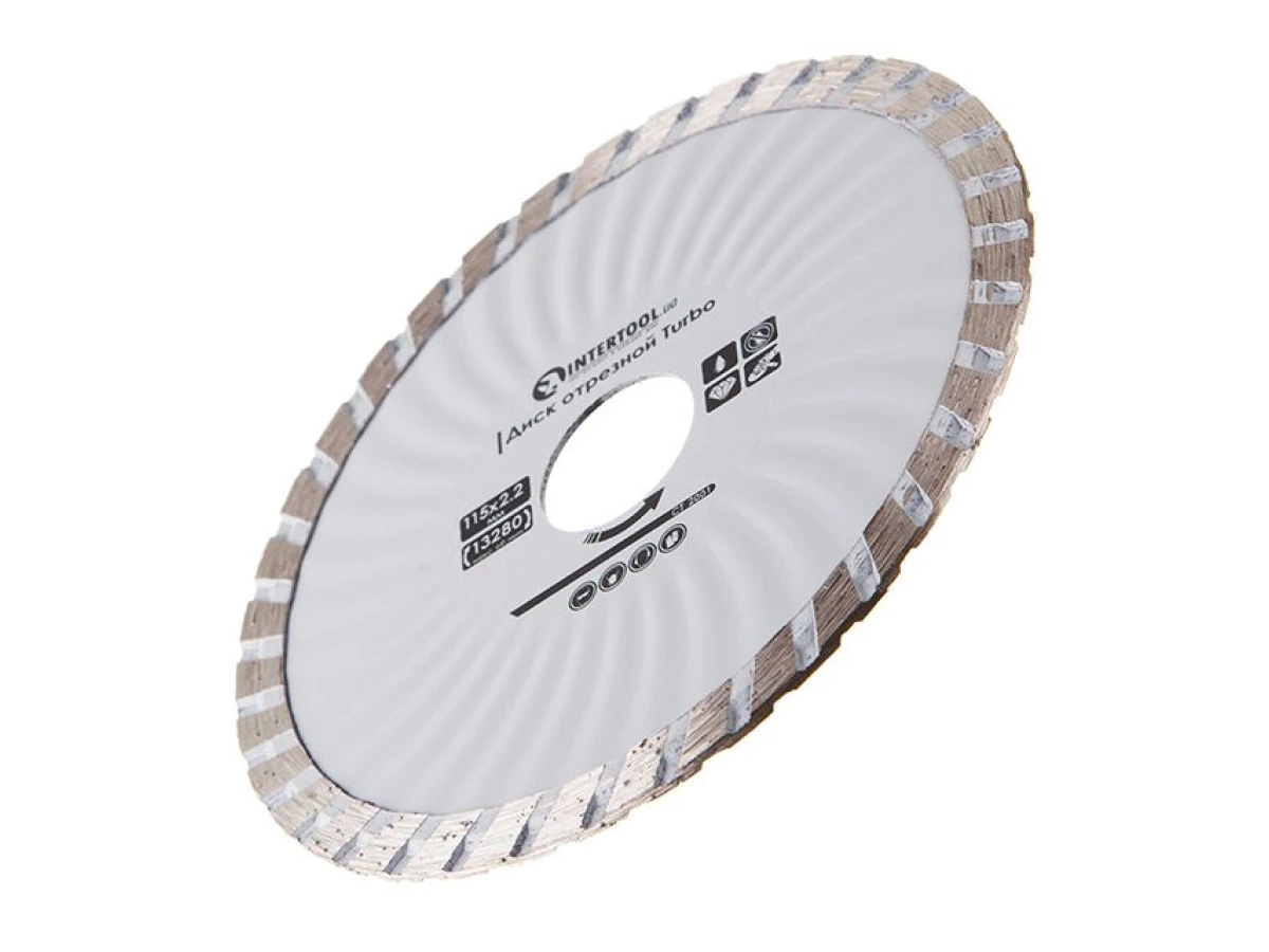 Диск відрізний по каменю TURBO алмазний, 115мм, 16-18% INTERTOOL CT-2001 