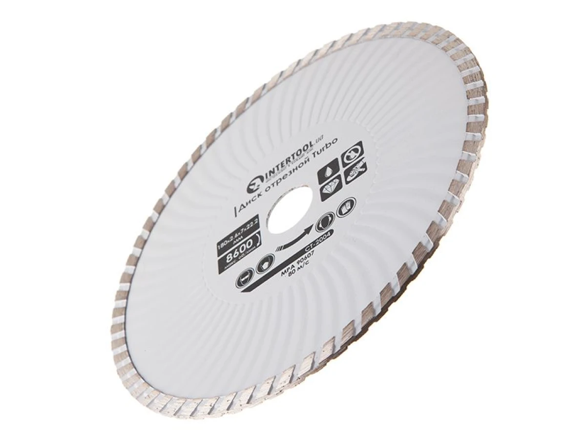 Диск отрезной по камню TURBO алмазный, 180 мм, 16-18% INTERTOOL CT-2004 
