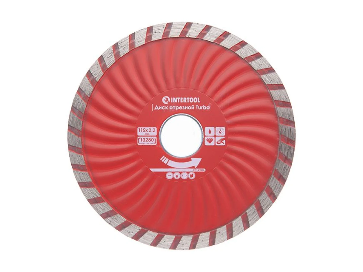 Диск відрізний по каменю TURBO алмазний, 115мм, 22-24% INTERTOOL CT-2006 