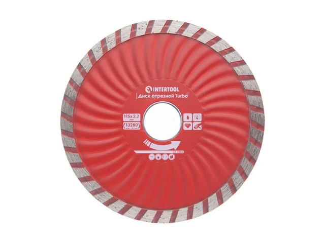 Диск відрізний по каменю TURBO алмазний, 115мм, 22-24% INTERTOOL CT-2006 