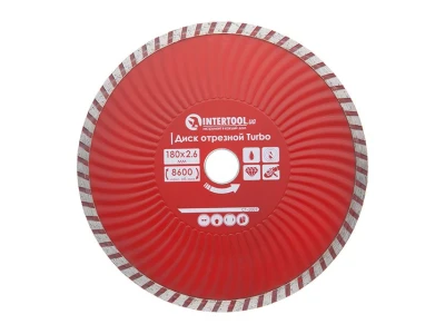 Диск відрізний по каменю TURBO алмазний, 180мм, 22-24%, Проф INTERTOOL CT-2009