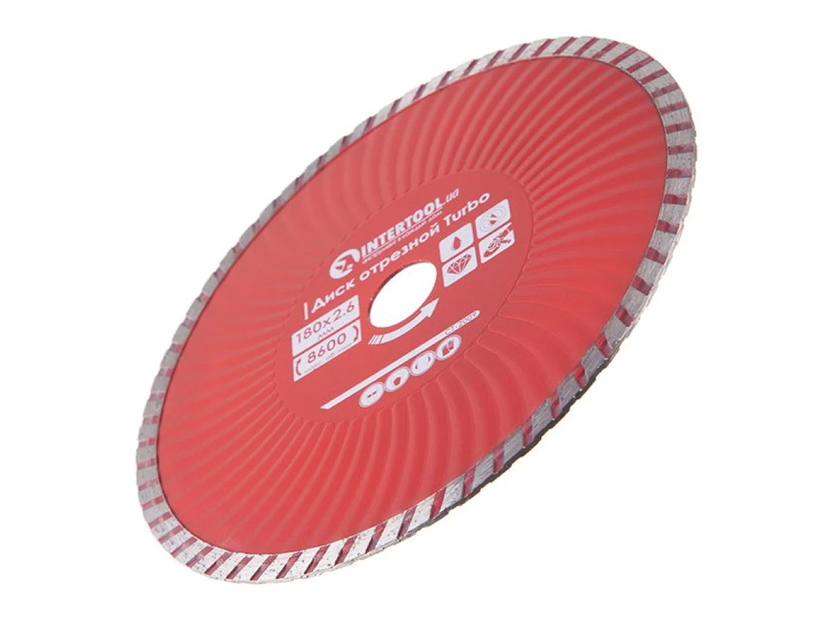 Диск отрезной по камню TURBO алмазный, 180 мм, 22-24% INTERTOOL CT-2009 