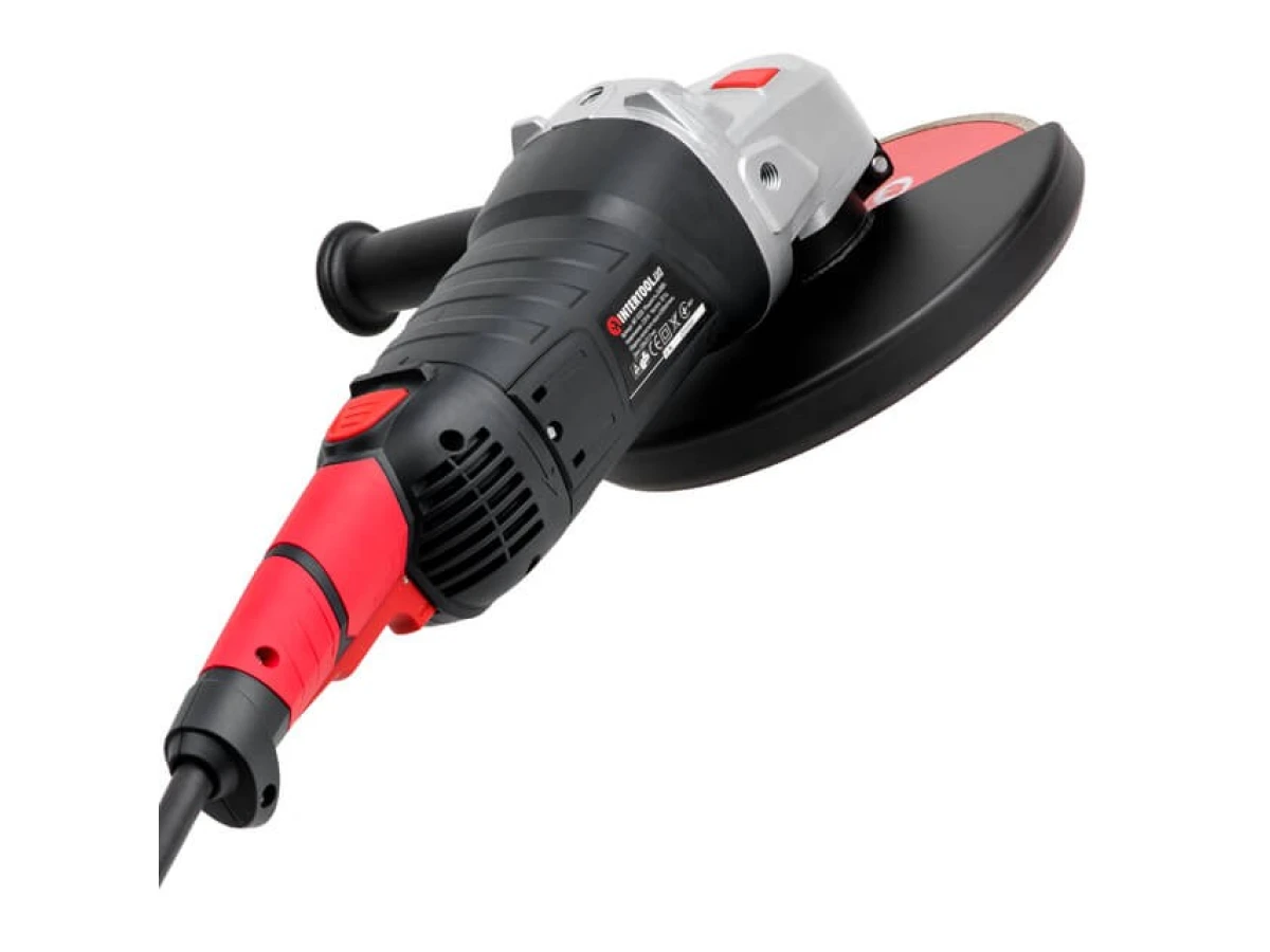 Шліфмашина кутова 2400 Вт, діаметр круга 230 мм, 6300 об/хв, плавний пуск INTERTOOL WT-0228 