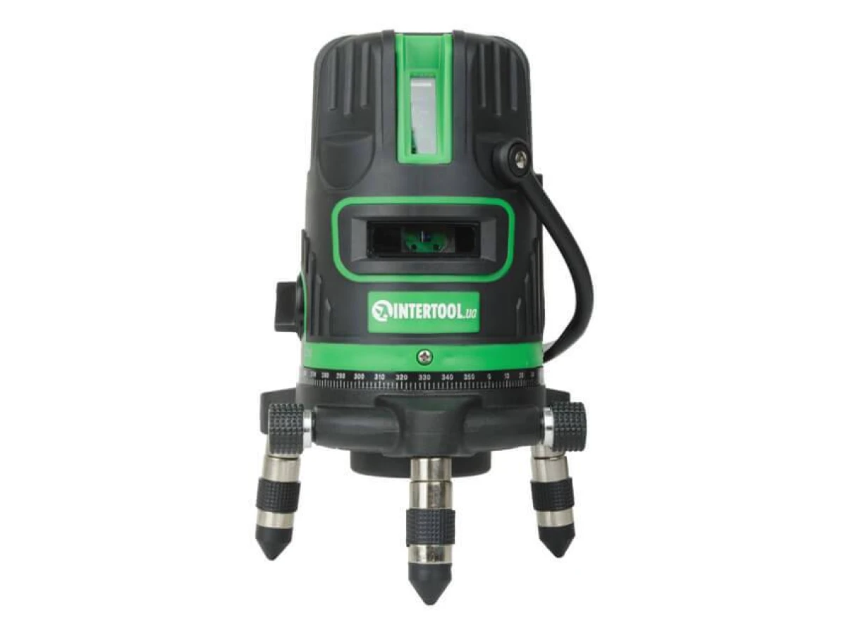 Уровень лазерный 5 лазерных головок, зеленый лазер, звуковая индикация. INTERTOOL MT-3008 