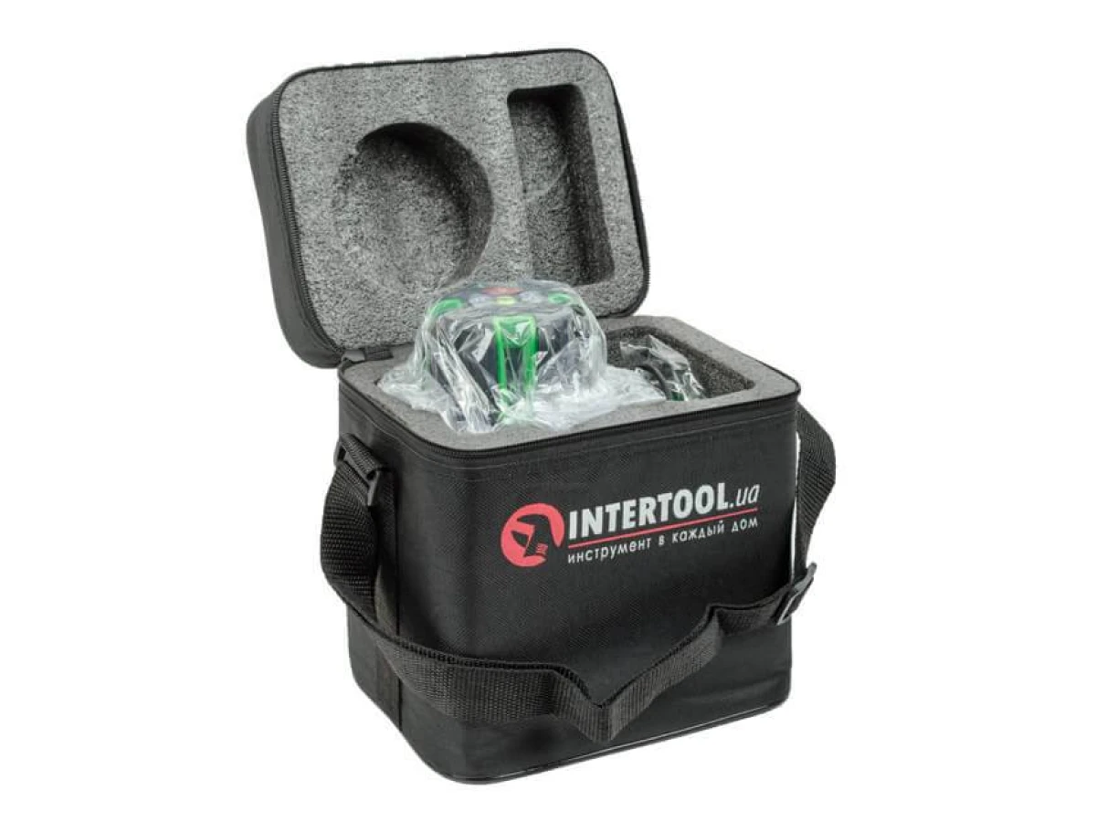 Уровень лазерный 5 лазерных головок, зеленый лазер, звуковая индикация. INTERTOOL MT-3008 