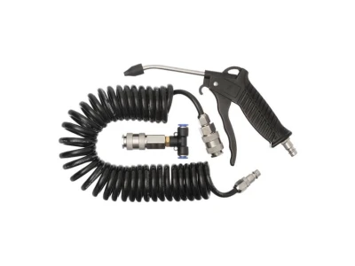 Набір для продування кабін вантажних авто: пістолет, шланг поліуретановий 5 м 8*5 мм, трійник на 8 мм; на швидкороз'ємних з'єднаннях INTERTOOL PT-1508