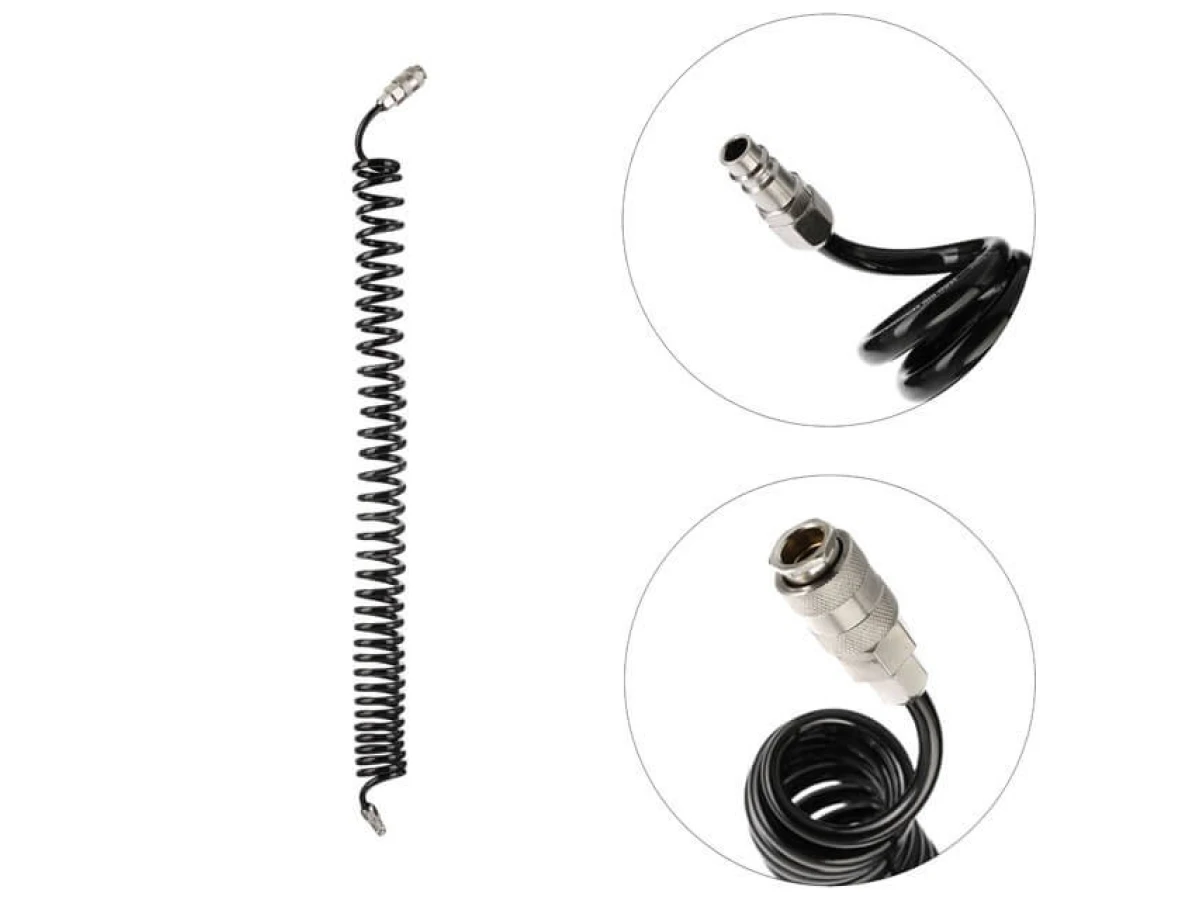 Набір для продування кабін вантажних авто: пістолет, шланг поліуретановий 5 м 8*5 мм, трійник на 8 мм; на швидкороз'ємних з'єднаннях INTERTOOL PT-1508 