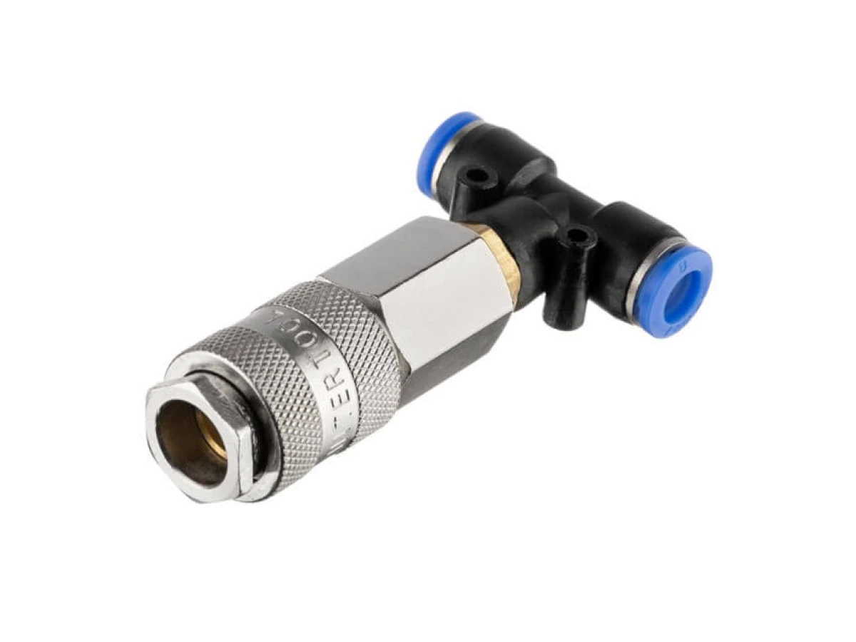 Набір для продування кабін вантажних авто: пістолет, шланг поліуретановий 5 м 8*5 мм, трійник на 8 мм; на швидкороз'ємних з'єднаннях INTERTOOL PT-1508 