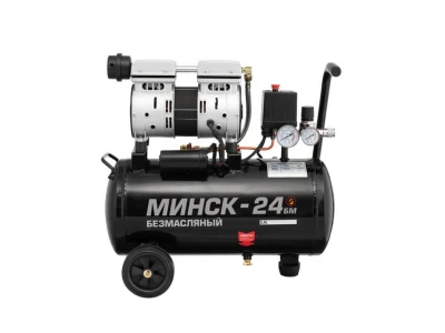 Компресор МК 24 БМ, 24л, 1.1 кВт, 220 В, 8 атм, 145 л/хв., малошумний, безмасляний, 2 циліндри INTERTOOL PT-0019