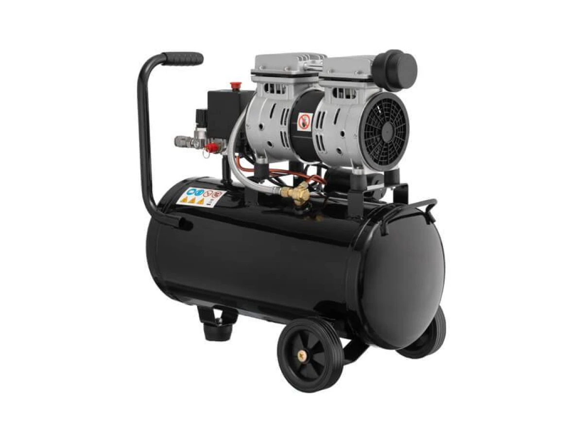 Компресор МК 24 БМ, 24л, 1.1 кВт, 220 В, 8 атм, 145 л/хв., малошумний, безмасляний, 2 циліндри INTERTOOL PT-0019 