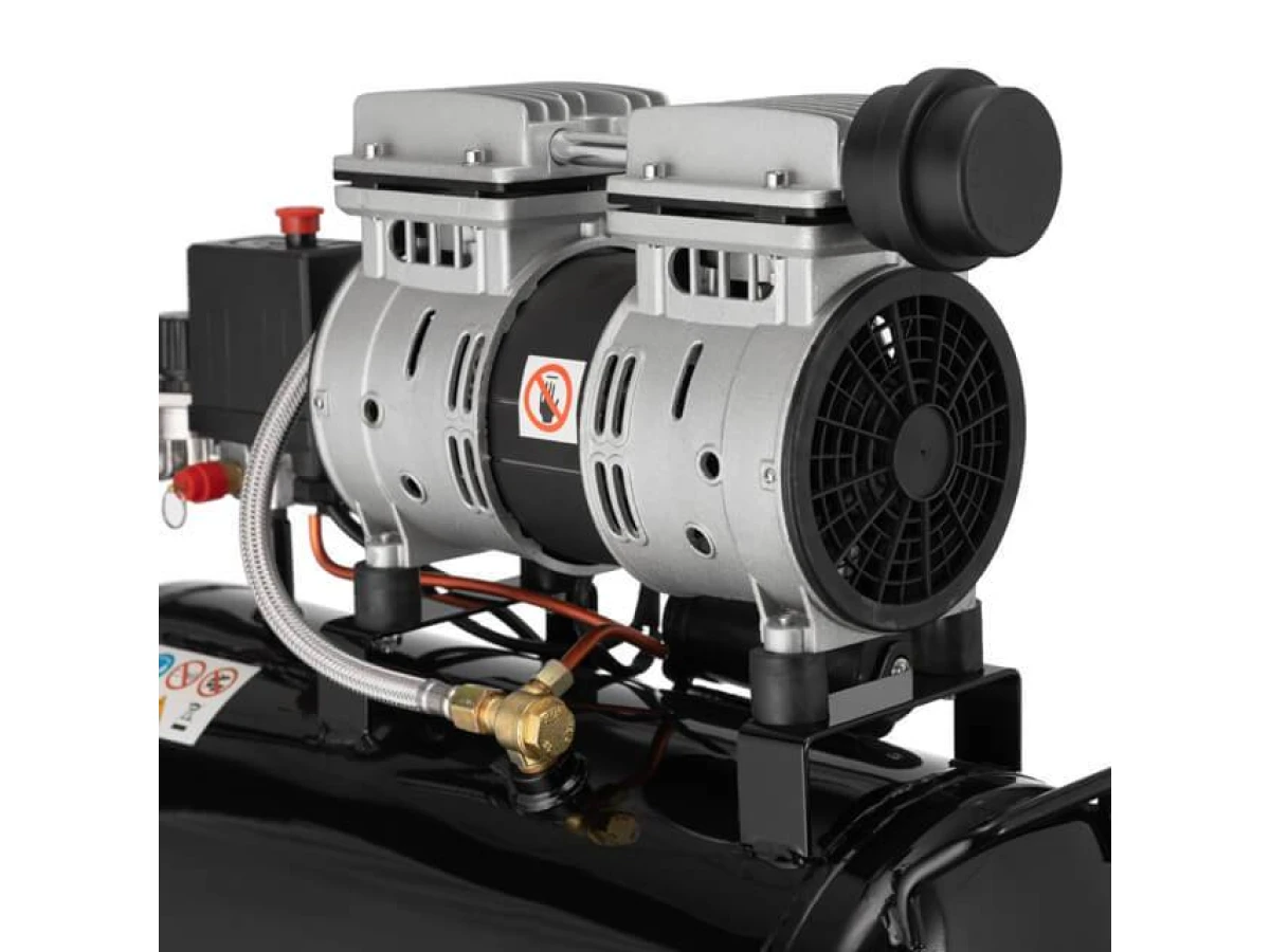 Компресор МК 24 БМ, 24л, 1.1 кВт, 220 В, 8 атм, 145 л/хв., малошумний, безмасляний, 2 циліндри INTERTOOL PT-0019 