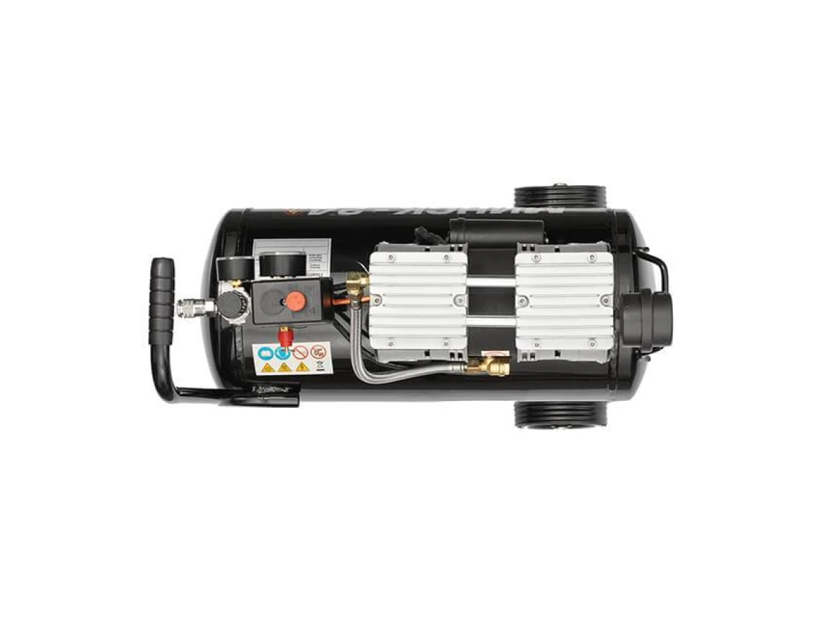 Компресор МК 24 БМ, 24л, 1.1 кВт, 220 В, 8 атм, 145 л/хв., малошумний, безмасляний, 2 циліндри INTERTOOL PT-0019 