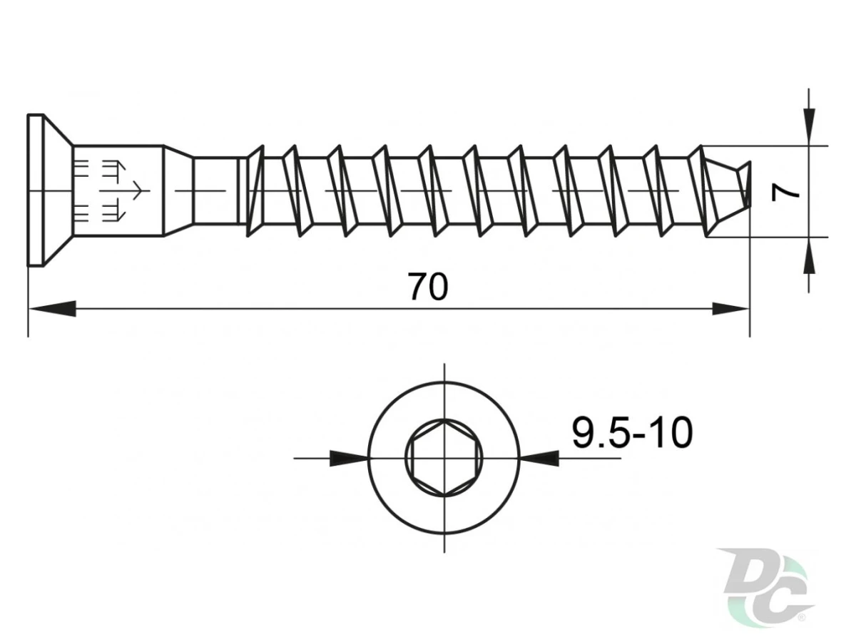 Конфірмат 7.0х70мм оцинкований 